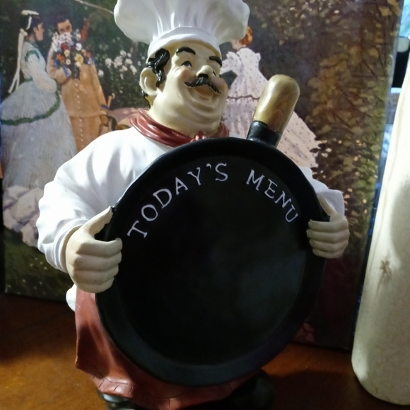 French/Italian Welcome home Chef Statue  🥖Chalkboard Sign,Nice Vintage Gift.🍜 - Picture 9 of 14